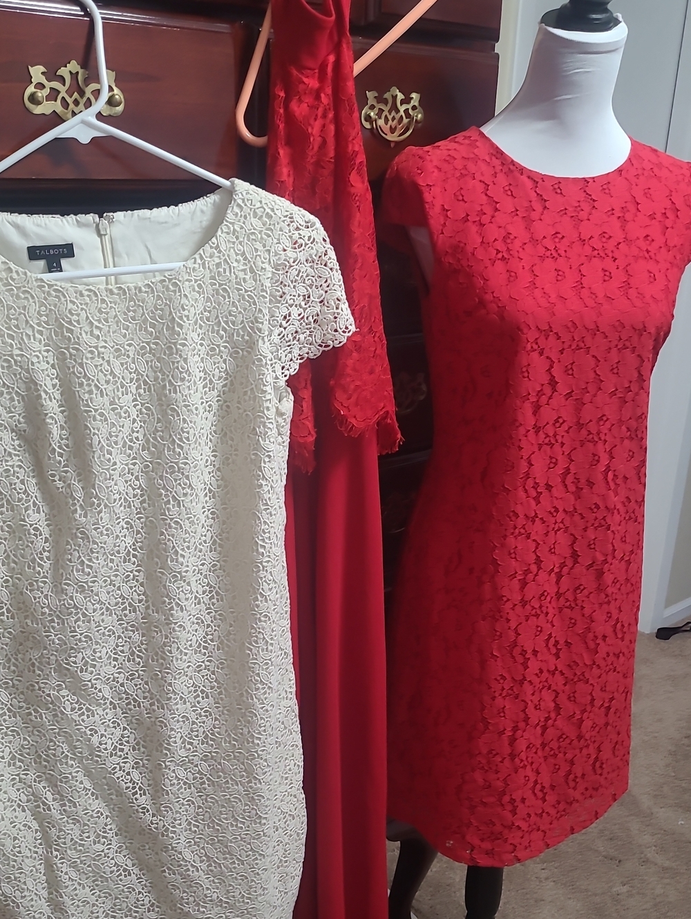 Talbots Red Lace Cap-Sleeve Midi Dress 3 For 1 Sale Size 4